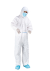 Weiße schützende Kleiderstaubdichte Antitröpfchen-Wegwerfklagen-medizinischer Overall