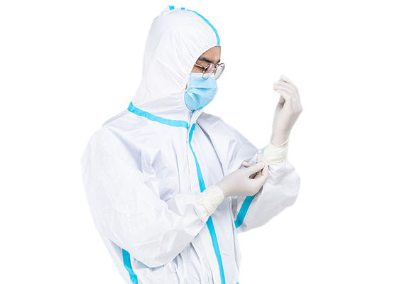 Weiße mikroporöse medizinische scheuern sich entspricht Wegwerfoverall mit Hood Anti Virus Suits