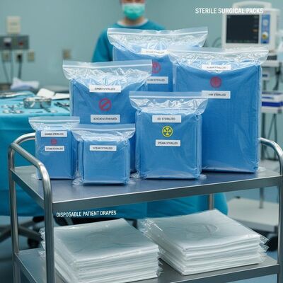 Sterile Surgical Packs in Various Sizes with Multiple Sterilization Methods and Disposable Patient Drapes